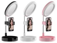 Настільна кільцева USB LED лампа з дзеркалом Live Makeup G3 16см 6 " для макіяжу на ніжці тримачем телефону Світлодіодна косметичне з підсвічуванням