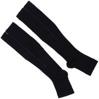 Компресійні гольфи від варикозу Zip Sox, облягаючі лікувальні панчохи, шкарпетки для фіксації щиколоток Зіп Сокс зі змійкою, чорні S / M, L / XL