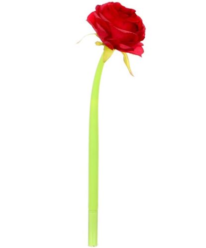 Гелева гнучка ручка у вигляді троянди Pensil Flowers ZF2088 23 см синя паста, Кулькова у вигляді квітки червона троянда товщина лінії 0.5мм для школи, Кулькова у вигляді квітки червона троянда