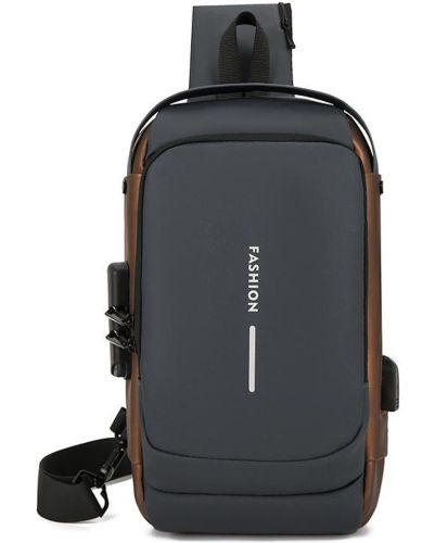 Чоловіча сумка барсетка через плече Weixier X306 з USB-портом для зарядки, нагрудний водонепроникний крос боді рюкзак Fashion з кодовим замком