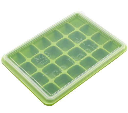 Силіконова багаторазова форма Silicone Ice Cubes Make для заморозки льоду і шоколаду з кришкою на 24 осередки, Лоток піднос для зберігання льоду 24 кубика
