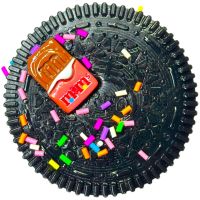Силіконова іграшка антистрес сквіш Печиво Oreo Pinch Family 10,5 см з ворсинками для рук Дитяча м'ялка у вигляді печива Таба Орео Squishy для дітей