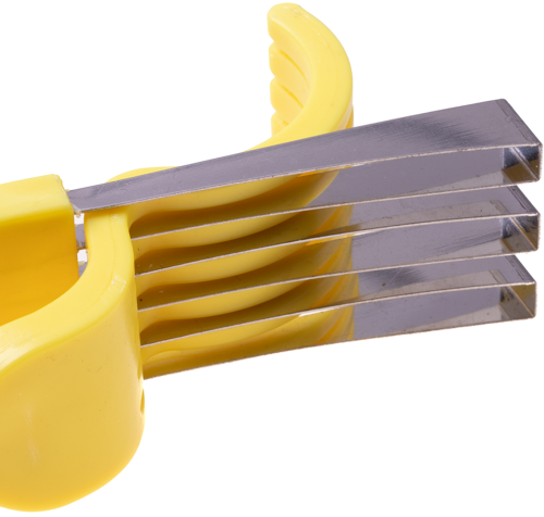 Ножиці-слайсер Bananenschneider ножиці для нарізки бананів, ручний кухонний слайсер, бананорезка з харчового пластику для кухні Жовта