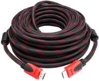 Посилений кабель Hdmi to Hdmi 25м 1080p в обмотці Кабель-подовжувач HDMI-HDMI 25m 25 m 25 m, 25 м для монітора і телевізора в обплетенні Чорно Червоний
