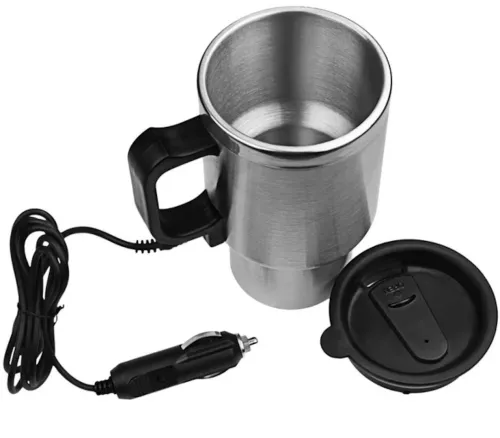 Автомобільна термокружка термос з підігрівом Electric Mug 140z чашка 400мл 12V, авто кружка кип'ятильник від прикурювача в машину 2240 Сріблястий