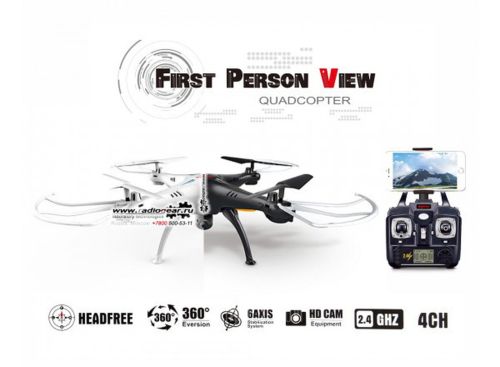 Радіокерований квадрокоптер Syma X5SW - 1 Black, White HD + FPV з HD WI-FI камерою на пульті управління