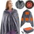 Туристический плед пончо с подогревом Heating Shawl Blanket JT-202275 от USB Power Bank Электроодеяло с застежкой 3 режима нагрева для кемпинга Серый