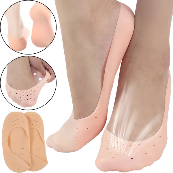 Універсальні силіконові шкарпетки для ніг і п'ят Smiling Foot нековзні захисні накладки для захисту від мозолів Anti-crack silicon socks бежеві