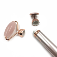 Вібромасажер ролер для обличчя Flawless Contour масажний ролик з двома насадками на батарейках, електричний масажер для масажу, ролик-масажер