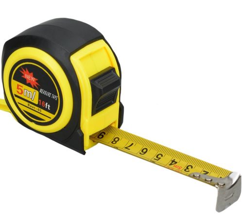 Будівельна вимірювальна рулетка Tape measure Best-65 5м х 16мм з автостопом і зачепом, Рулетка TP - 2401 для вимірювань з нейлоновим покриттям Жовта