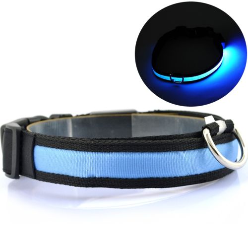 Светящийся тканевый ошейник Glow Ring для кошек и собак светодиодный неоновый с LED подсветкой на аккумуляторе с USB для домашних питомцев