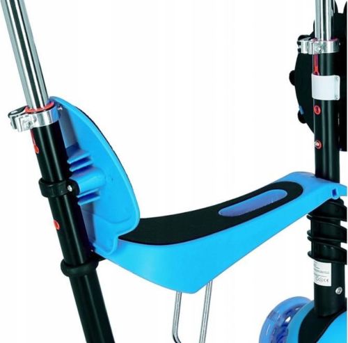 Трехколесный детский самокат беговел Scooter FYS-2864 Blue 5 в 1 со складным сиденьем, родительской ручкой и светящимися колесами для детей Голубой