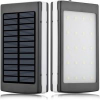 Портативний зарядний Power Bank Solar 90000 mAh C Led ліхтариком УМБ Metal Чорний На сонячній батареї Павербанк, зовнішній акумулятор, PowerBank 