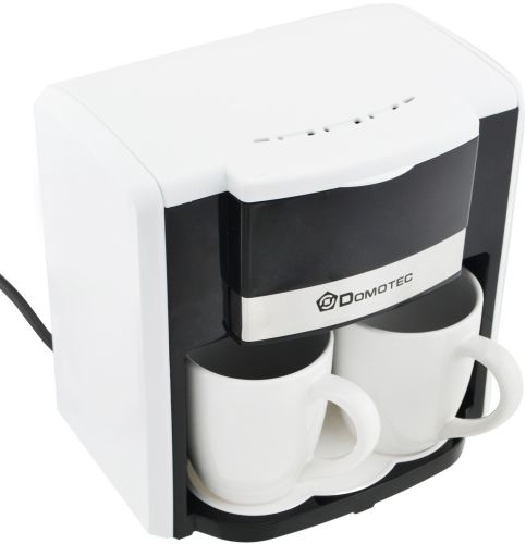 Капельная кофеварка на две чашки Domotec MS-0706 c 2 керамическими чашками, домашняя электрическая кофемашина для чая и кофе на 0.3 л 500W Белая