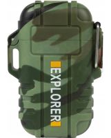 Електроімпульсна дугова висувна запальничка Explorer F13 дві дуги від USB, акумуляторна електрозажигалка з захистом від вітру і полум'яною дугою