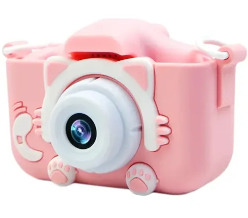 Дитячий цифровий фотоапарат Smart kids Kitty XO XJ01 з селфи камерою і відео зйомкою 600mAh, Камера Котик 2 " з вбудованими іграми для дітей Рожевий