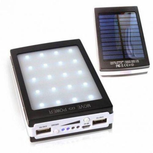 Портативний зарядний Power Bank Solar 90000 mAh C Led ліхтариком УМБ Metal Чорний На сонячній батареї Павербанк, зовнішній акумулятор, PowerBank 