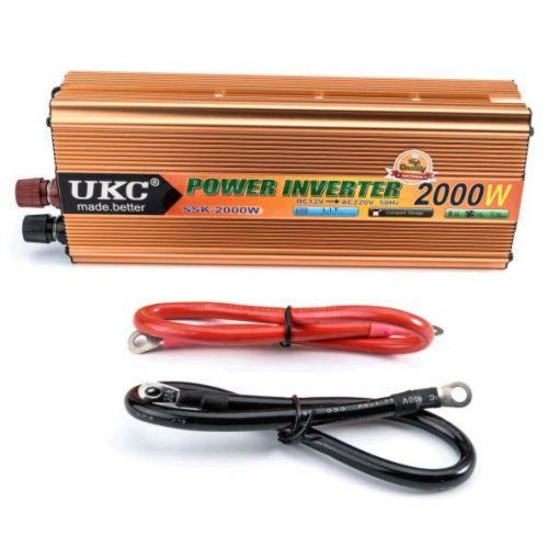 Автомобільний інвертор UKC 24V - 220V 2000W авто перетворювач напруги струму від прикурювача і акумулятора, зарядний з захистом від перегріву 2000Вт