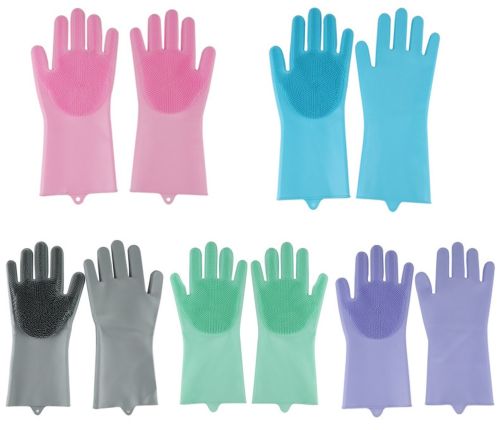 Рукавички губка з ворсинками для миття посуду, універсальні Kitchen Gloves, силіконові рукавички з щіткою для тварин, рукавички губки кухонні