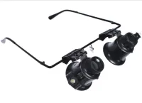 Бінокулярні налобні окуляри з підсвічуванням Glasses 9892a 20х налобна збільшувальна лупа бінокуляри на голову для ювелірів, пайки, читання і ремонту