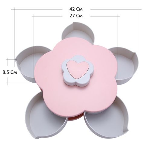 Обертається складна одноярусна цукерниця Flower Candy Box, Манежниця для цукерок і фруктів з підставкою під телефон, Тарілка для закусок 5 відсіків