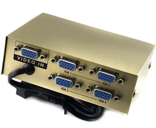 Спліттер VGA KV-FJ1504A Splitter, Комутатор 150MHz 4 Port Чотири порти з адаптером розгалужувач VGA
