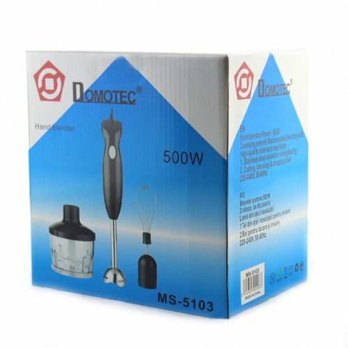 Занурювальний ручний блендер DOMOTEC MS - 5103 Black 500W 3 в 1 універсальний чорний Домотек, електричний віночок, подрібнювач з чашею