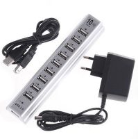 Активний USB хаб Digital White на 10 портів розгалужувач із блоком живлення білий