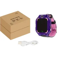 Наручні розумні дитячі смарт годинник Smart Watch X17 400 мА / год з сім-картою, GPS, відеодзвінком і ліхтариком водонепроникні для дітей фіолетові
