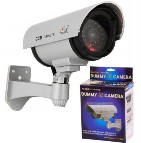 Вуличний муляж камери DUMMY IR CAMERA RR201 з миготливим світлодіодом, зовнішня камера обманка на батарейках, відеокамера-обманка з ІЧ-підсвічуванням