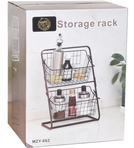 Універсальний дворівневий органайзер полку Storage Rack MZY - 662 для зберігання овочів і фруктів, етажерка Фруктовниця 2 рівня для кухні Чорний