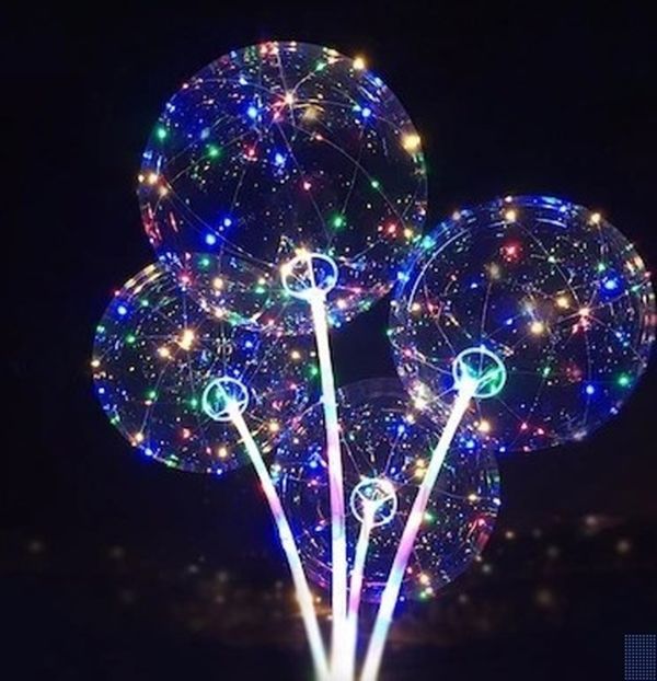 Куля надувний світиться на палиці зі світлодіодами BoBo Ballon 20 " RGB Бобо прозорий