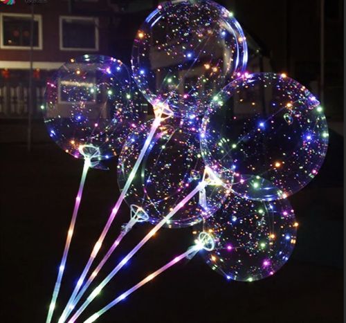 Куля надувний світиться на палиці зі світлодіодами BoBo Ballon 20 " RGB Бобо прозорий