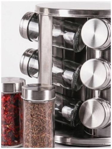 Карусель для спецій Spice Carousel R62-12 на 12 відсіків на підставці, що обертається. Сталевий набір, підставка, баночки для спецій на 12 ємностей