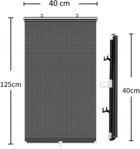Сонцезахисна рулонна шторка козирок RolerProtect 40x125 см на коліщатках для спальні і автомобіля, Автомобільні жалюзі ролет на вікна Чорна