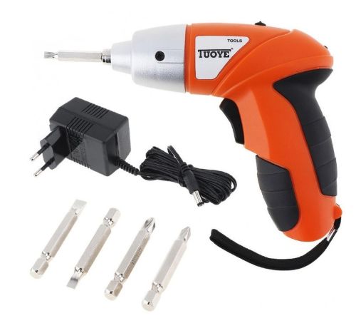 Бездротова електровикрутка Tools Tuoye Cordless Screw, акумуляторний міні шуруповерт з 4 бітами і адаптером, електро викрутка 4 біти в комплекті