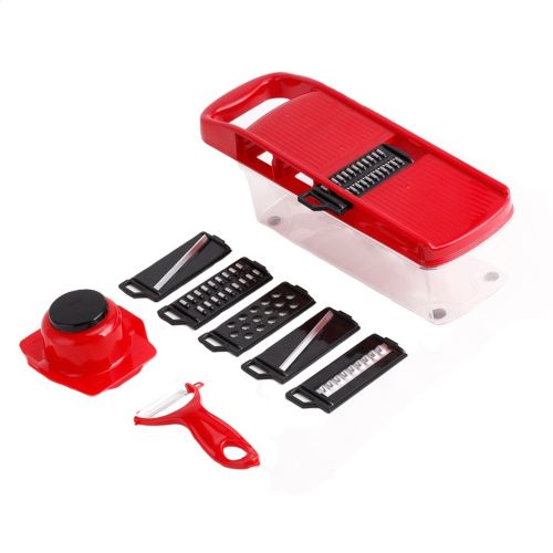 Мультислайсер Mandoline Slicer 6 в 1 Red, Ручна овочерізка для овочів і фруктів з контейнером, Слайсер, Терка міні комбайн 6в1 Червона