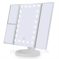 Косметичне потрійне дзеркало з сенсорною кнопкою Superstar Magnifying Mirror JN-817 3 в 1 зі збільшенням, складне дзеркало з LED підсвічуванням біле