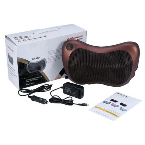 Массажная подушка с инфракрасным подогревом Massage Pillow QY-8028, роликовый масажер для спины и шеи
