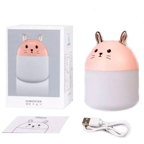 Настольный ультразвуковой увлажнитель воздуха ночник кролик Humidifier Rabbit ВА-12, Портативный USB Арома-диффузор с подсветкой, Ночник-увлажнитель