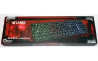 USB проводная геймерская компьютерная клавиатура Landslides KR-6300 с RGB Led подсветкой ATLANFA AT-6300, полноразмерная мембранная Черная