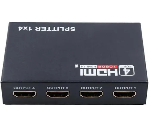 Активний HDMI розгалужувач відеосигналу Splitter 1x4 OEM на 4 HDMI порти з підтримкою 4K 2K, Чотириспрямований спліттер комутатор Чорний