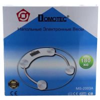 Електронні підлогові ваги Domotec MS-2003A до 180 кг, круглі скляні ваги з Led дисплеєм домашні для зважування крок 0.1 кг MS2003A прозорі