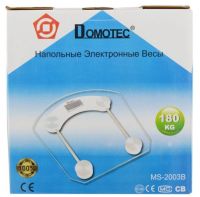 Електронні підлогові ваги Domotec MS-2003B до 180 кг квадратні скляні ваги з Led дисплеєм для зважування Домотек MS2003B крок 0.1 кг прозорі