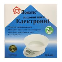 Электронные кухонные весы Domotec MS-126 с чашей до 7 кг ACS-126 / Matarix MX-407, Кулинарные весы Домотек для продуктов на батарейках Белые