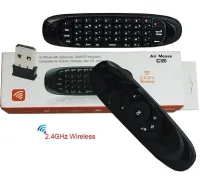 Бездротова аеромишь C120 RuS з клавіатурою Air mouse з гіроскопом, універсальний USB пульт російська розкладка міні клавіатура на батарейках Чорна