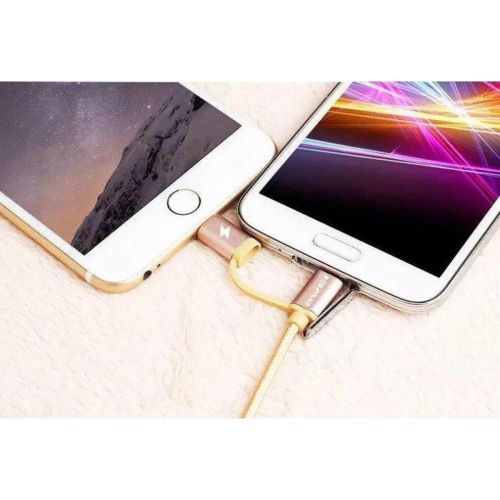 Кабель, шнур Awei CL-930C 2 в 1 Lightning і Micro USB, рожевий