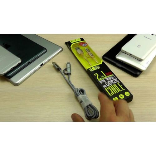 Кабель, шнур Awei CL-930C 2 в 1 Lightning і Micro USB, рожевий
