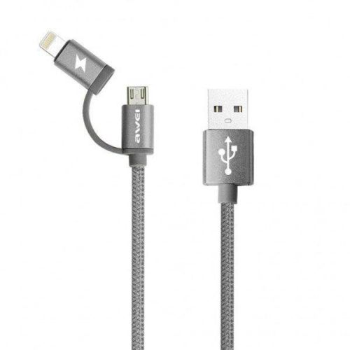 Кабель, шнур Awei CL-930C 2 в 1 Lightning і Micro USB, рожевий