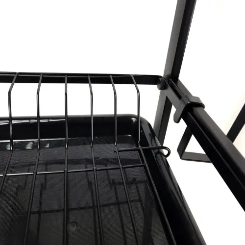 Металева двоярусна сушарка органайзер Kitchen rack double deck MJ-4014 над раковиною, стійка 2 яруси для сушіння і зберігання посуду з піддоном